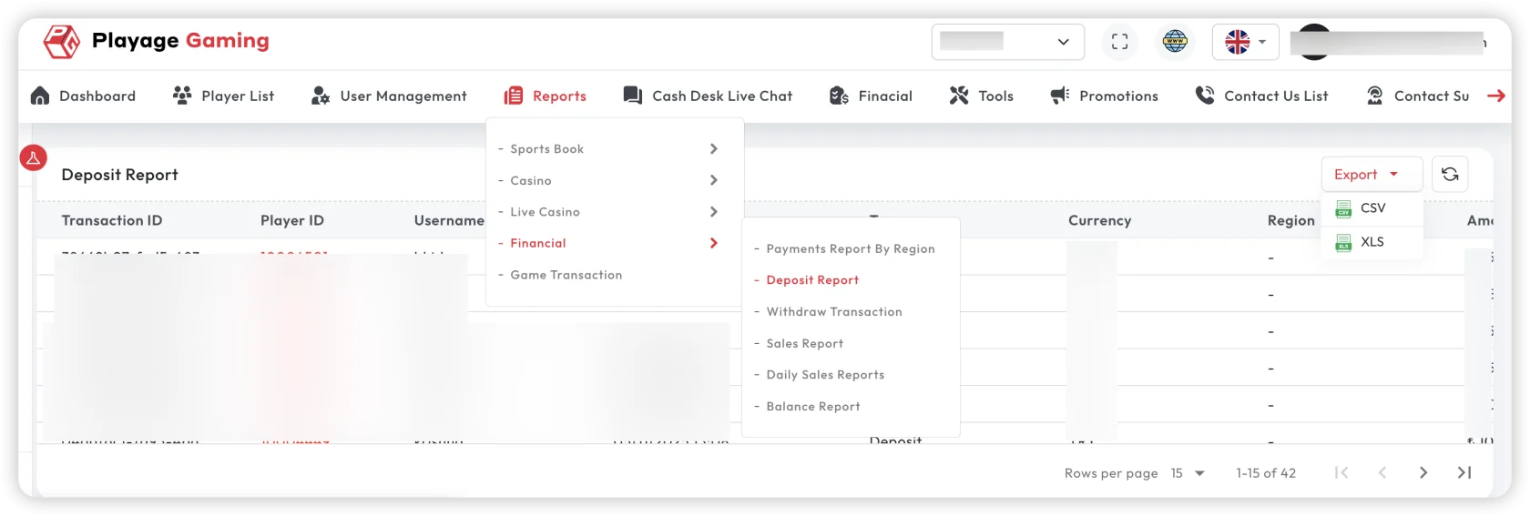 Deposit Report: View and Export