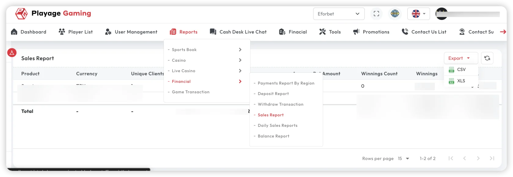 Financial Sales Report
