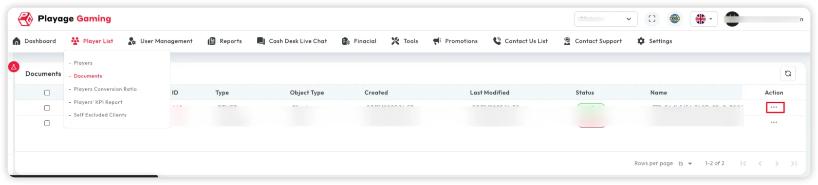 Player Document Management