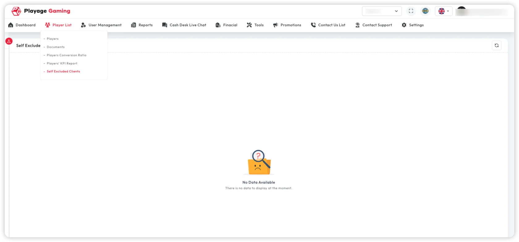 Self-Excluded Client Management