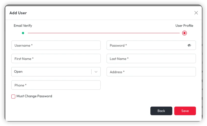 Add user modal