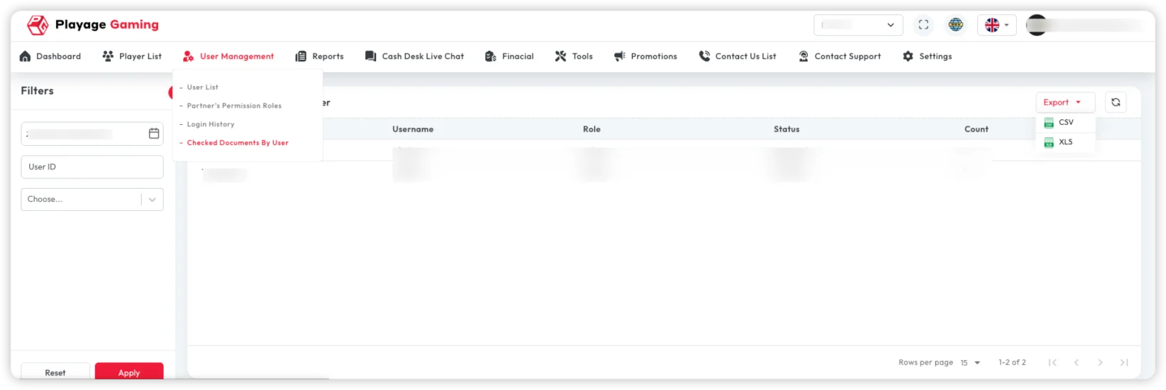 Checked Documents by User