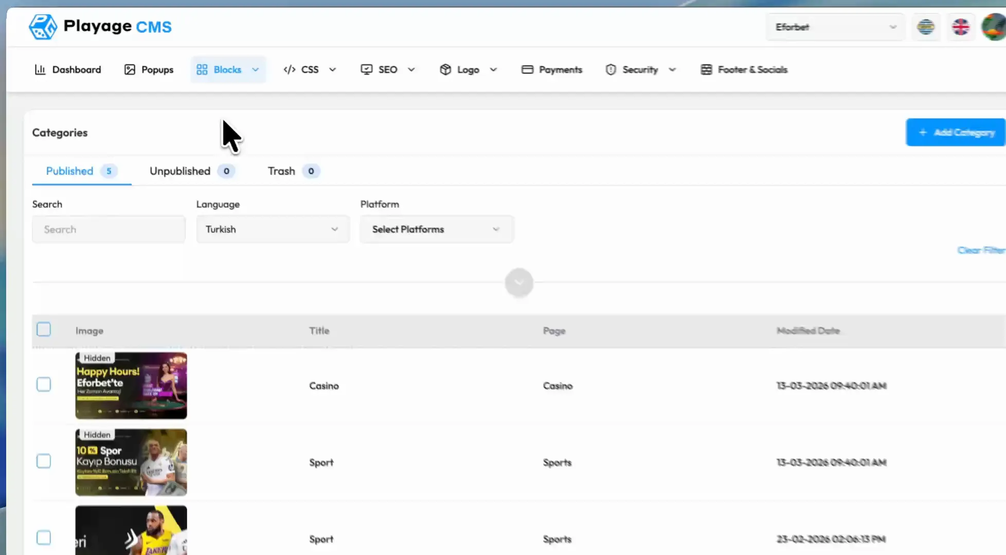 Categories Overview