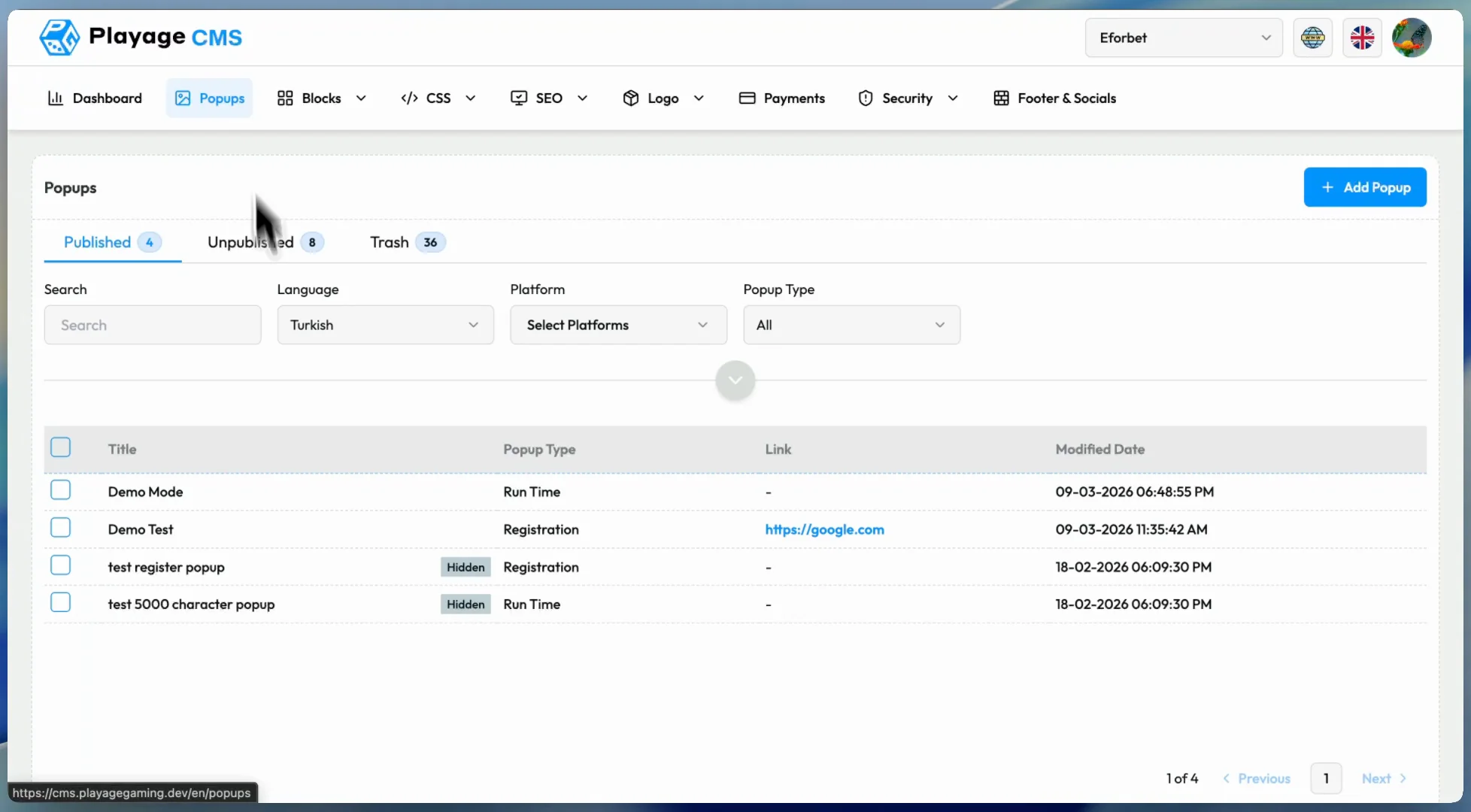 Popups Overview