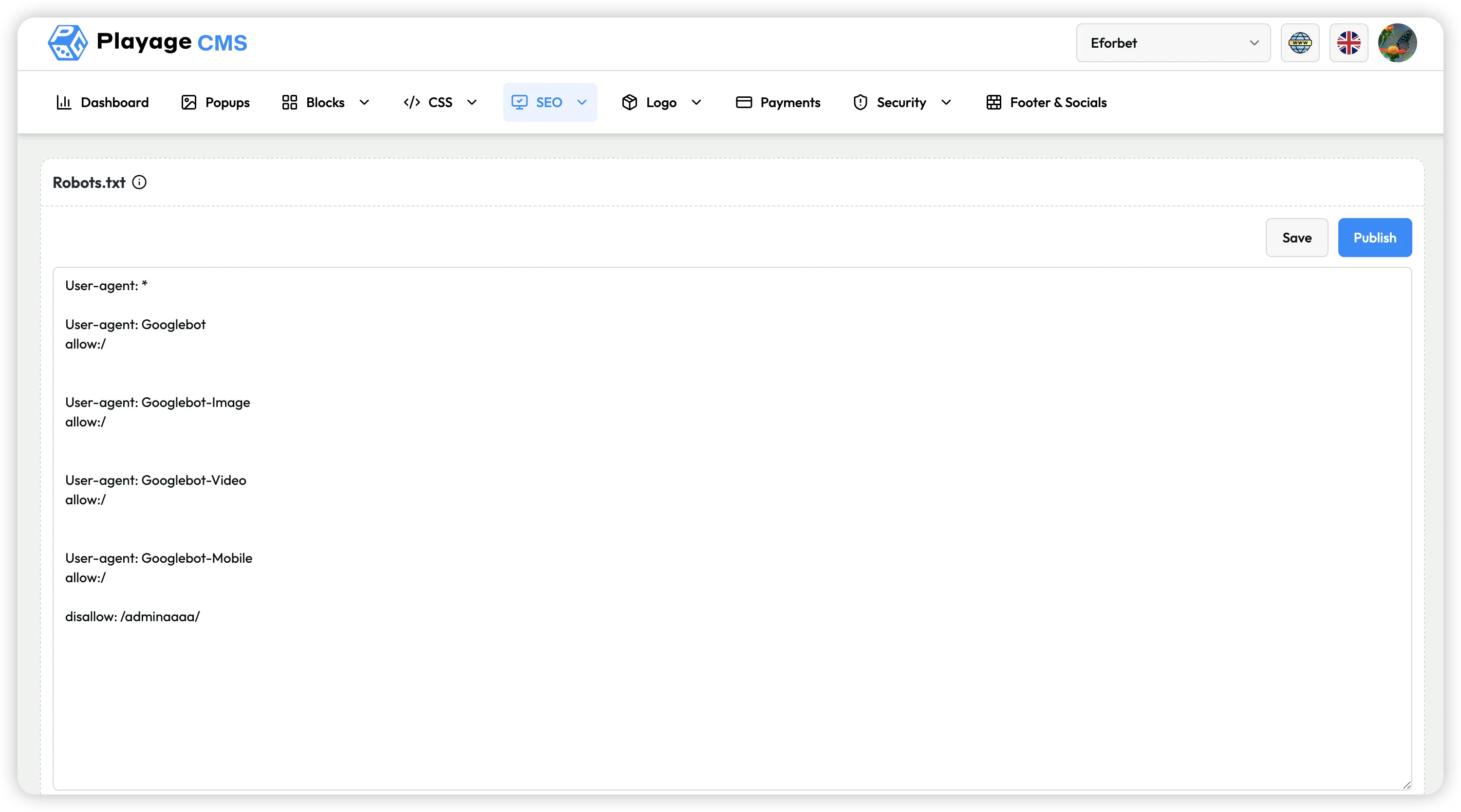 Current Robots.txt Editor