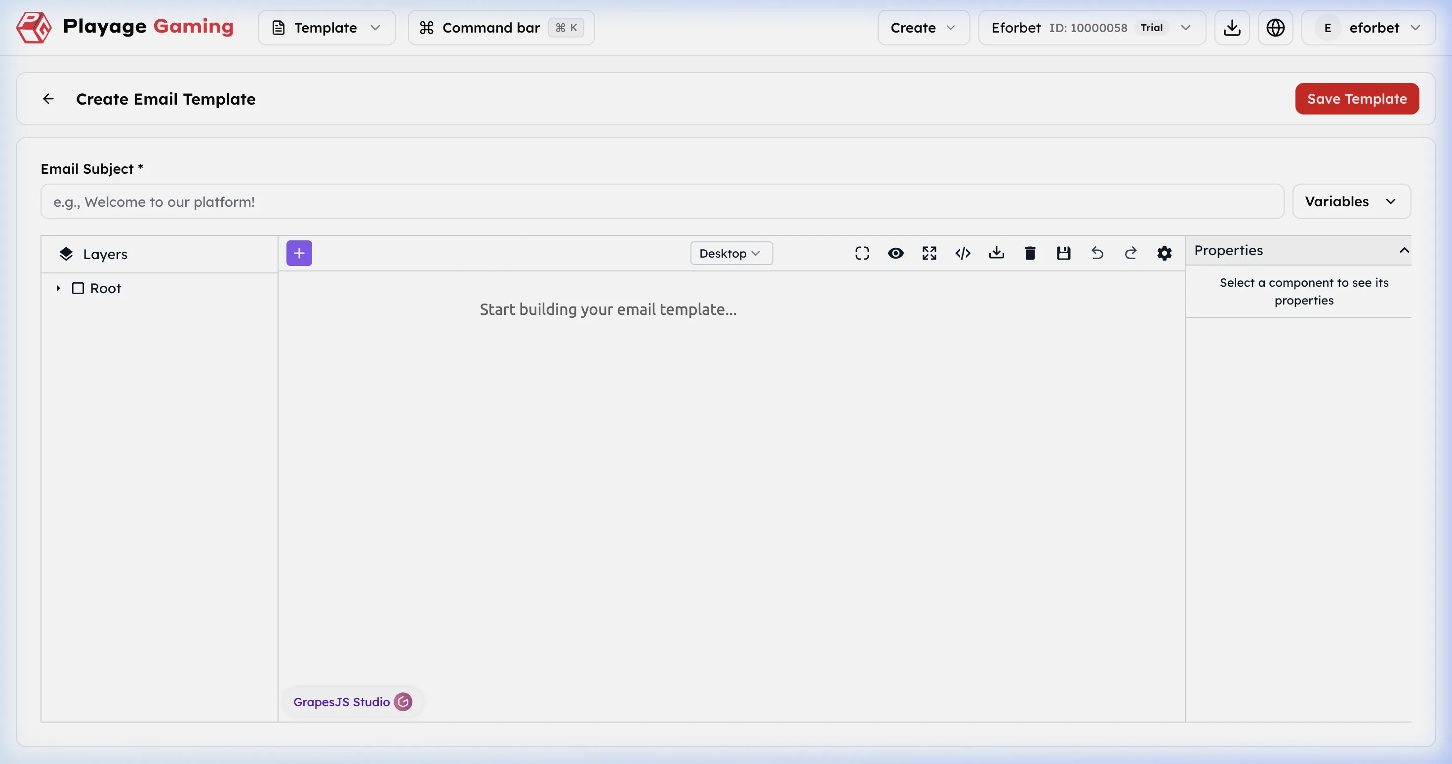 Create Template Editor